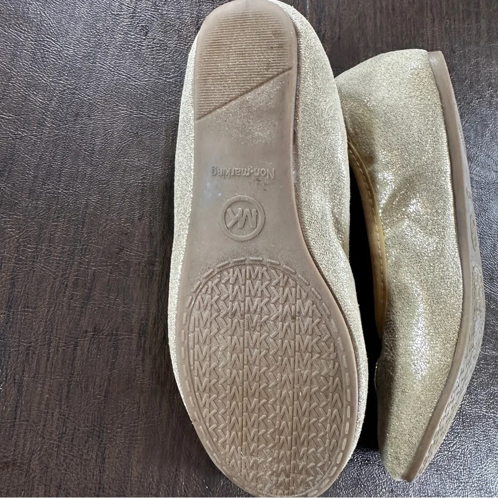 Michael Kors Faye Nollie Gold Heart Accent Flats Girls Sz 1